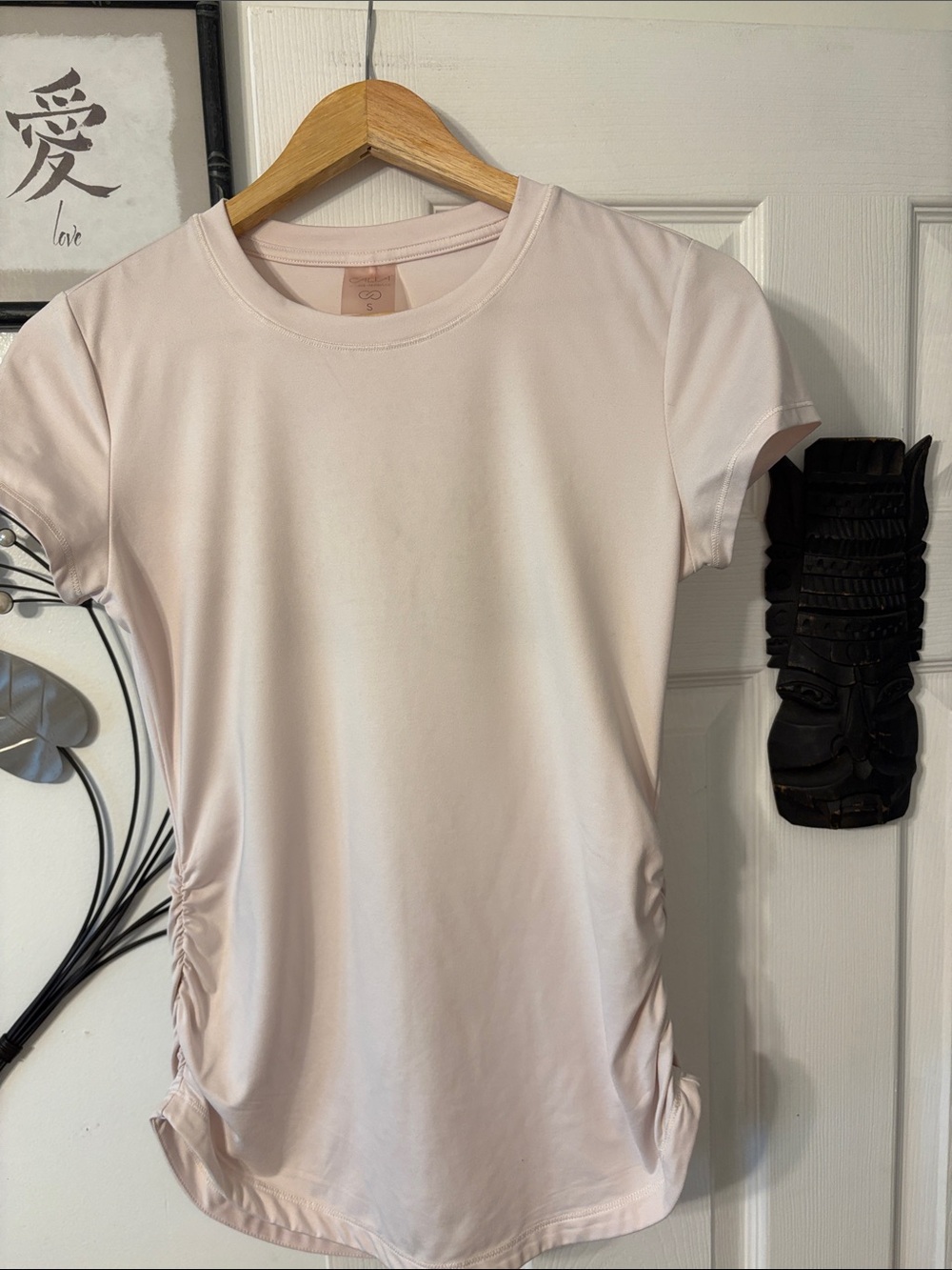 CALIA by Carrie Underwood Pale Pink Short Sleeve Ruched Side Tee